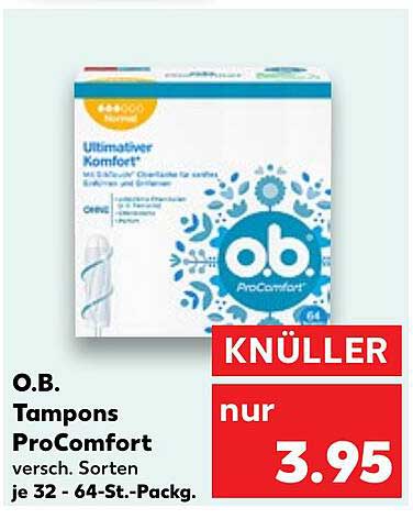 O.B. Tampons ProComfort versch. Sorten je 32 - 64-St.-Pack.