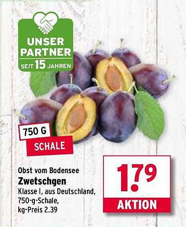Obst vom Bodensee Zwetschgen Klasse I, aus Deutschland, 750-g-Schale