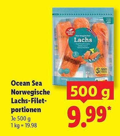 Ocean Sea Norwegische Lachs-Filetportionen - 500 g für 9,99 €