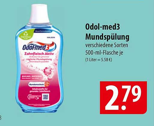 Odol-med3 Mundspülung verschiedene Sorten 500-ml-Flasche