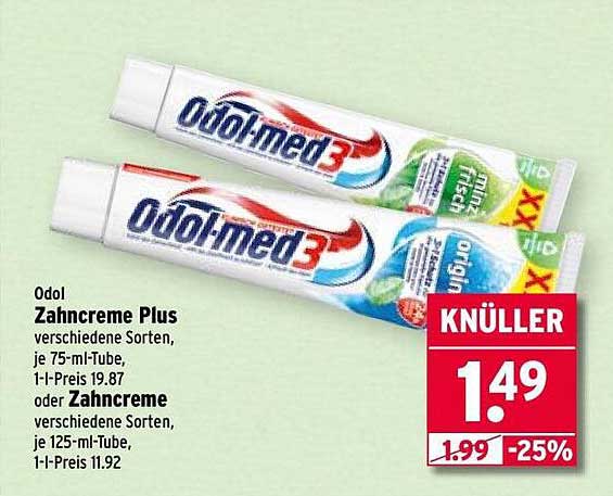 Odol Zahnpasta Plus verschiedene Sorten, 75-ml-Tube