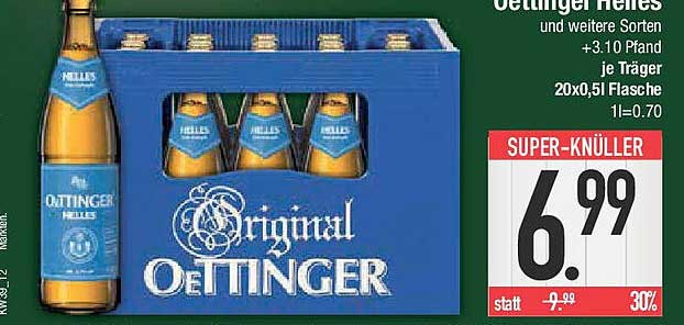 Oettinger Helles - 20x0,5l Kasten für nur 6,99 €