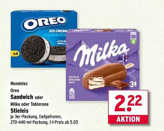Oreo Sandwich, Milka oder Toblerone Stieleis