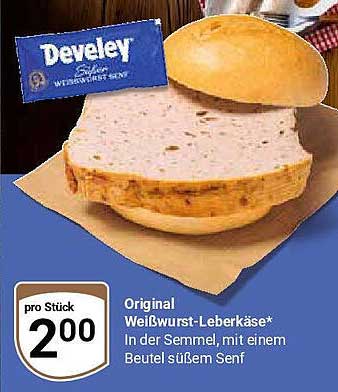 Original Weißwurst-Leberkäse mit süßem Senf