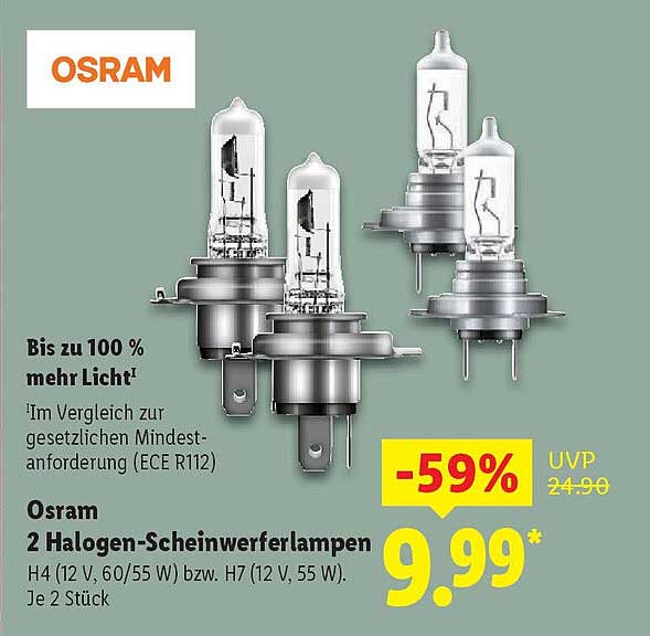 OSRAM 2 Halogen-Scheinwerferlampen H4/H7