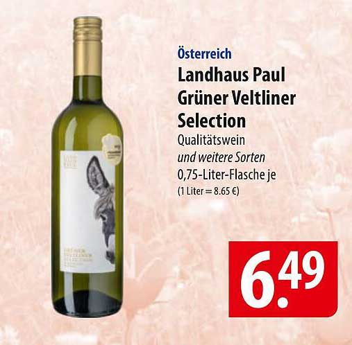 Österreich Landhaus Paul Grüner Veltliner Selection 0,75-Liter-Flasche je