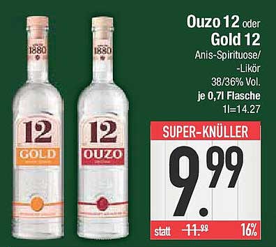 Ouzo 12 oder Gold 12 Anis-Spirituose/Likör 0,7 l