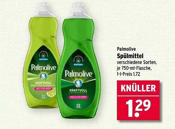 Palmolive Spülmittel verschiedene Sorten, je 750-ml-Flasche, 1-l-Preis 1.72