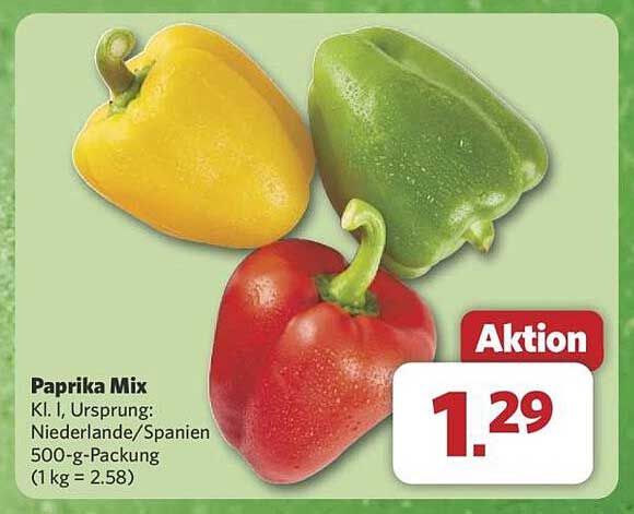 Paprika Mix 500-g-Packung zum Aktionspreis