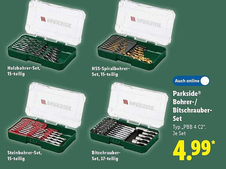 Parkside® Bohrer-/Bitschrauber-Set, Typ „PBB 4 C2“, je Set