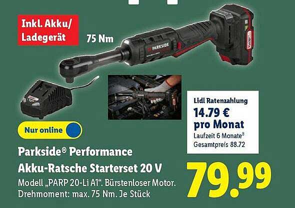 Parkside® Performance Akku-Ratsche Starterset 20 V