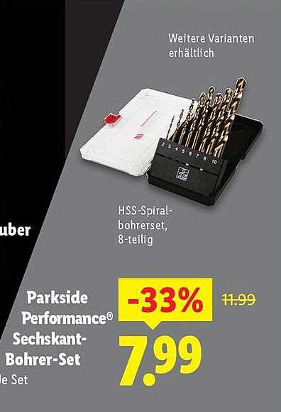 Parkside Performance® Sechskant-Bohrer-Set, 8-teilig