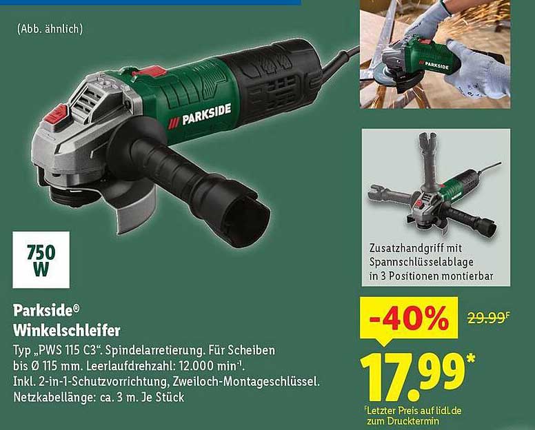 Parkside® Winkelschleifer Typ „PWS 115 C3“