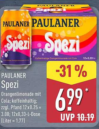 PAULANER Spezi - 12er Pack (0,33L Dose)