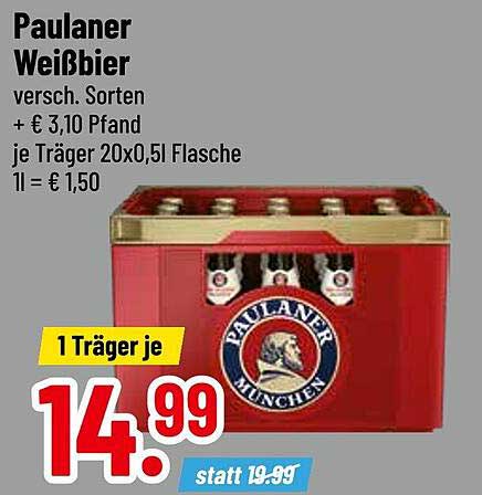 Paulaner Weißbier Träger 20x0,5L