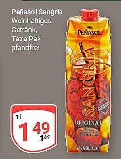 Peñasol Sangria Weinhaltiges Getränk, Tetra Pak pfandfrei