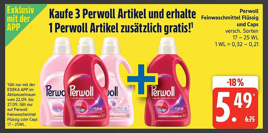 Perwoll Feinwaschmittel Flüssig und Caps – Kaufe 3, erhalte 1 gratis!