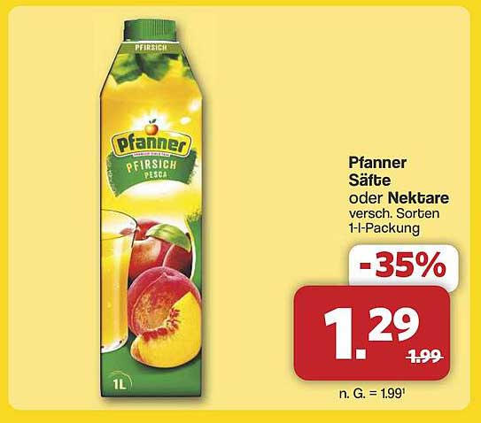 Pfanner Säfte oder Nektare - verschiedene Sorten 1l-Packung