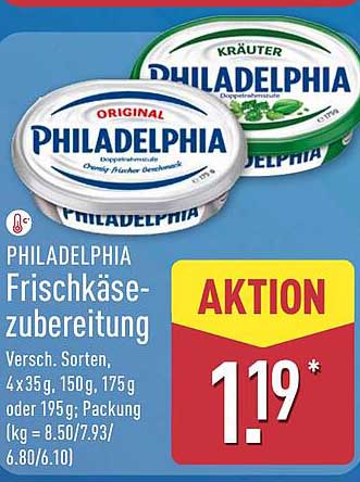 PHILADELPHIA Frischkäse-Zubereitung – Verschiedene Sorten 4x35g, 150g, 175g oder 195g