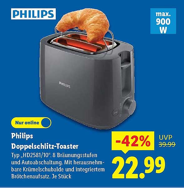 Philips Doppelschlitz-Toaster Type HD2581/10