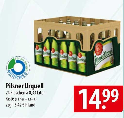 Pilsner Urquell 24 Flaschen à 0,33 Liter Kiste