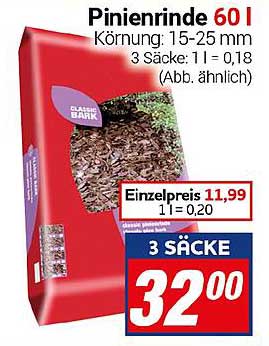 Pinienrinde 60 L - 3 Säcke zum Sparpreis