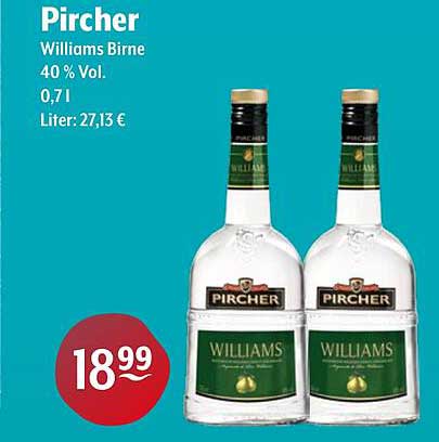 Pircher Williams Birne 40 % Vol. 0,7 l für 18,99 €