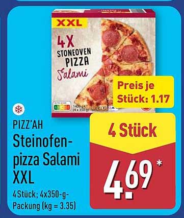 PIZZ'AH Steinofenpizza Salami XXL 4 Stück