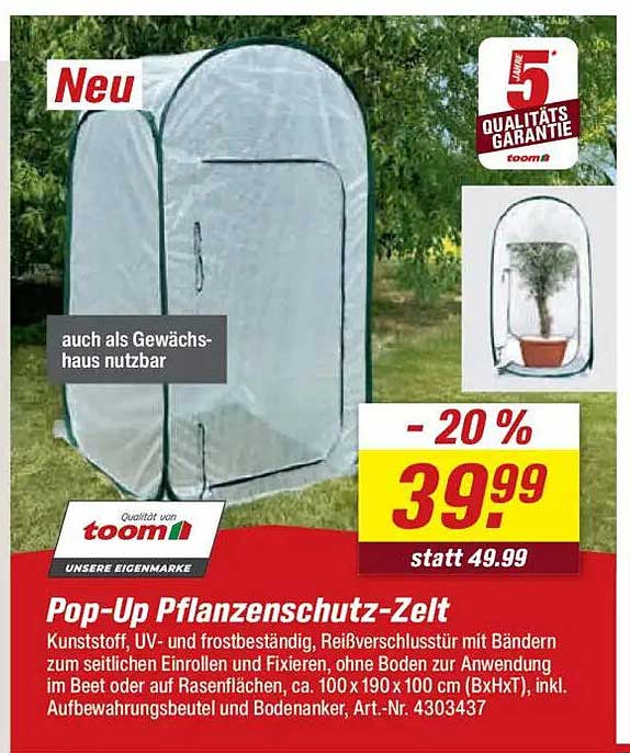 Pop-Up Pflanzenschutz-Zelt