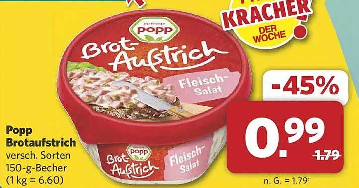 Popp Brotaufstrich Fleischsalat 150-g-Becher