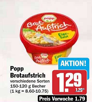 Popp Brotaustrich – verschiedene Sorten 150-120 g Becher