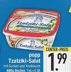 popp Tzatziki-Salat mit Gurken und Knoblauch