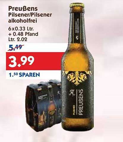 Preußen Pilsener/Pilsener alkoholfrei 6 x 0,33 L