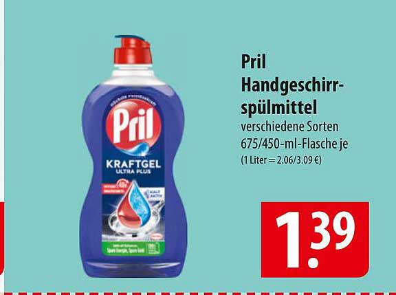 Pril Handgeschirrspülmittel verschiedene Sorten 675/450-ml-Flasche