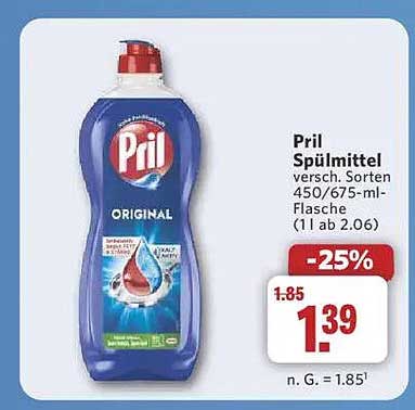 Pril Spülmittel versch. Sorten 450/675-ml-Flasche (1 ab 2.06)