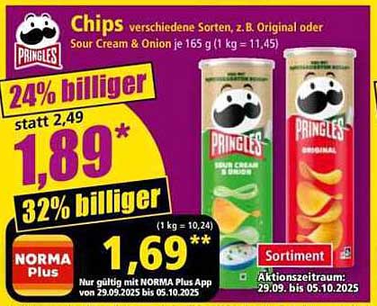 Pringles Chips - Verschiedene Sorten, z.B. Original oder Sour Cream & Onion