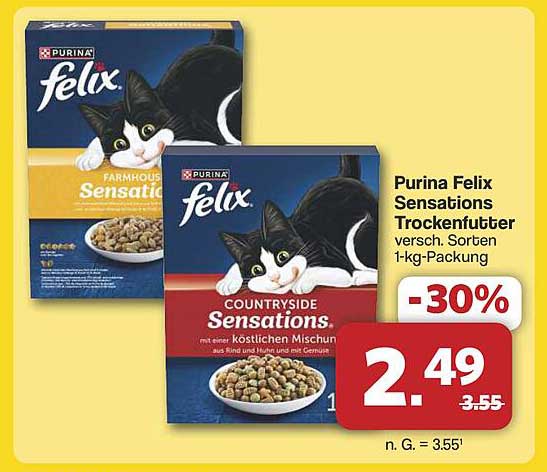 Purina Felix Sensations Trockenfutter verschiedene Sorten 1-kg-Packung