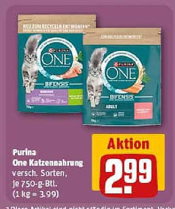 Purina One Katzennahrung, verschiedene Sorten, 750 g für 2,99 €