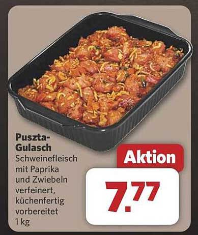 Puszta-Gulasch - Schweinefleisch mit Paprika und Zwiebeln, küchenfertig vorbereitet