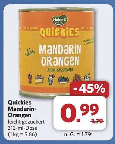 Quickies Mandarin-Orangen leicht gezuckert 312-ml-Dose