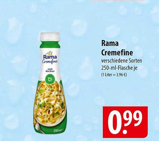 Rama Cremefine verschiedene Sorten 250-ml-Flasche