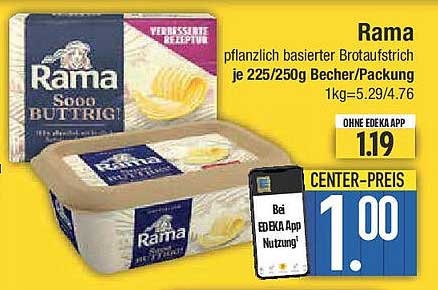 Rama pflanzlich basierter Brotaufstrich je 225/250g Becher/Packung