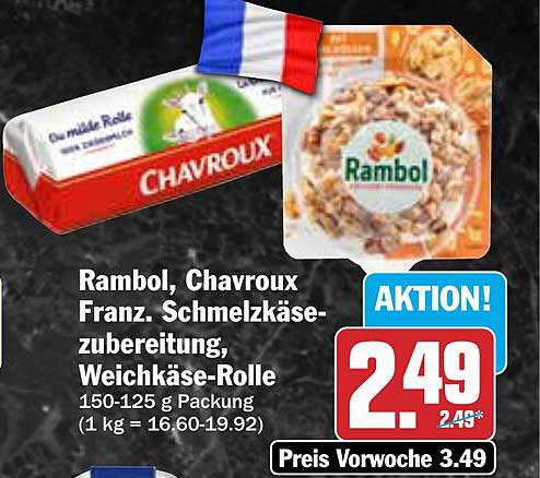 Rambol, Chavroux Franz. Schmelzkäse-zubereitung, Weichkäse-Rolle