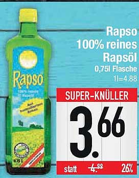 Rapso 100% reines Rapsöl 0,75l Flasche