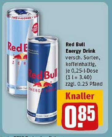 Red Bull Energy Drink 0,25-L-Dose - nur 0,85 €