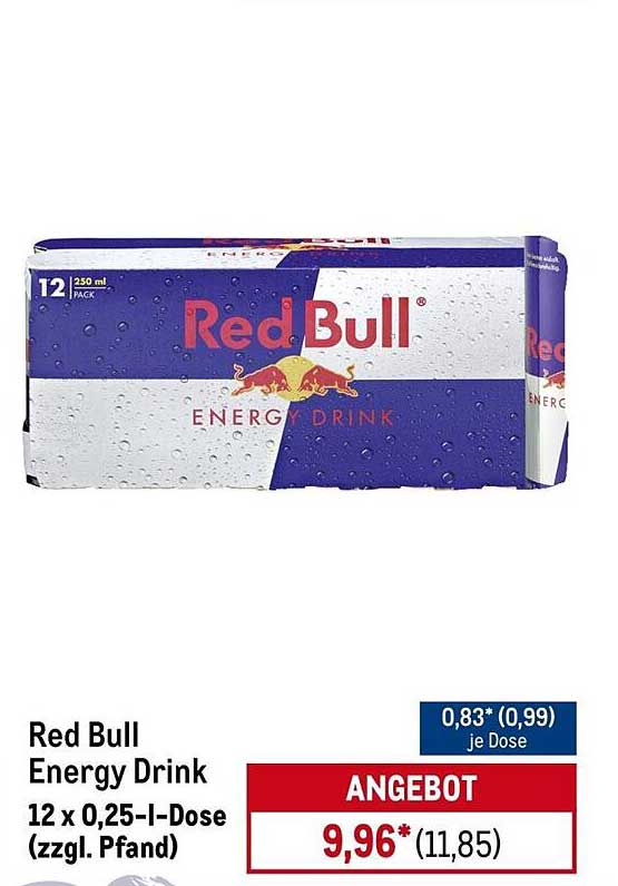 Red Bull Energy Drink 12 x 0,25-l-Dose (zzgl. Pfand)
