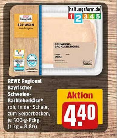 REWE Regional Bayrischer Schweine-Backleberkäse, 500g