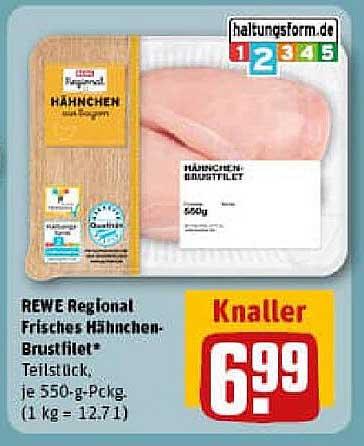 REWE Regional Frisches Hähnchen-Brustfilet* 550 g