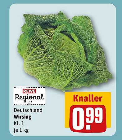 REWE Regional Wirsing KL. I, je 1 kg - Knaller zum Preis von 0,99€