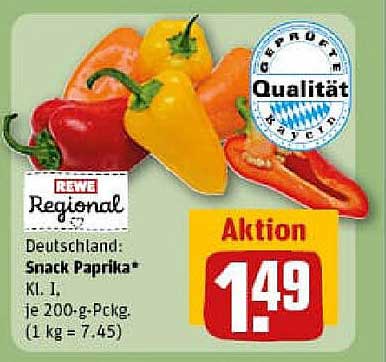 REWE Snack Paprika (200 g) – Aktionspreis!